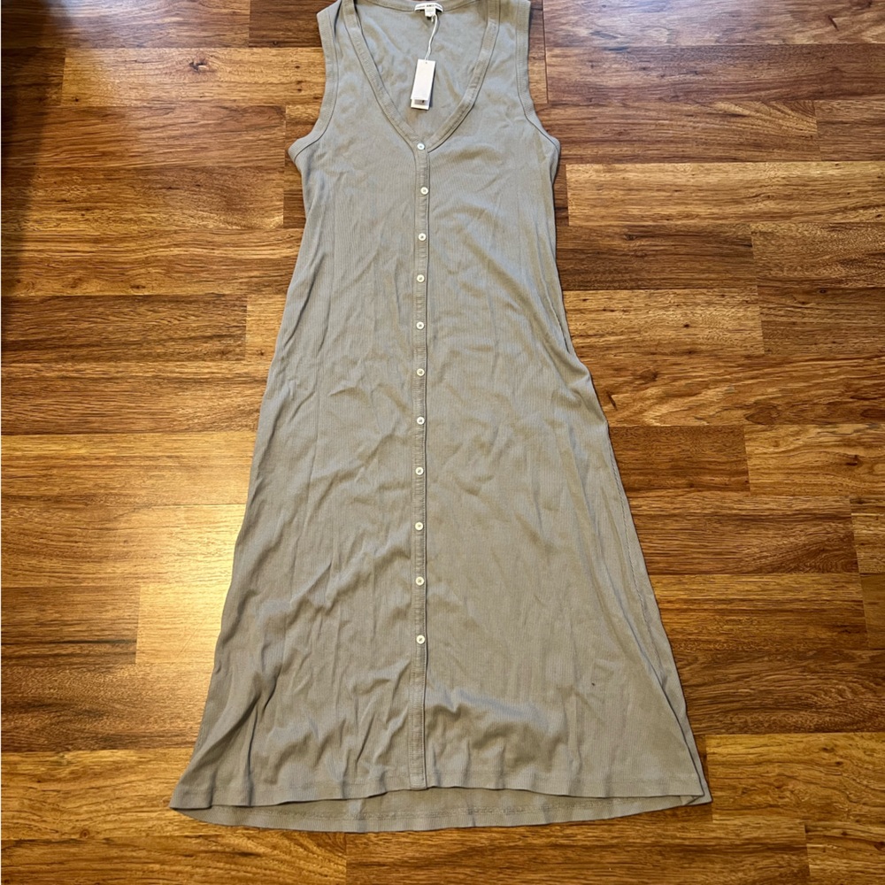 Grey James Perse Bodycon Buttondown Tank Dress Size 3